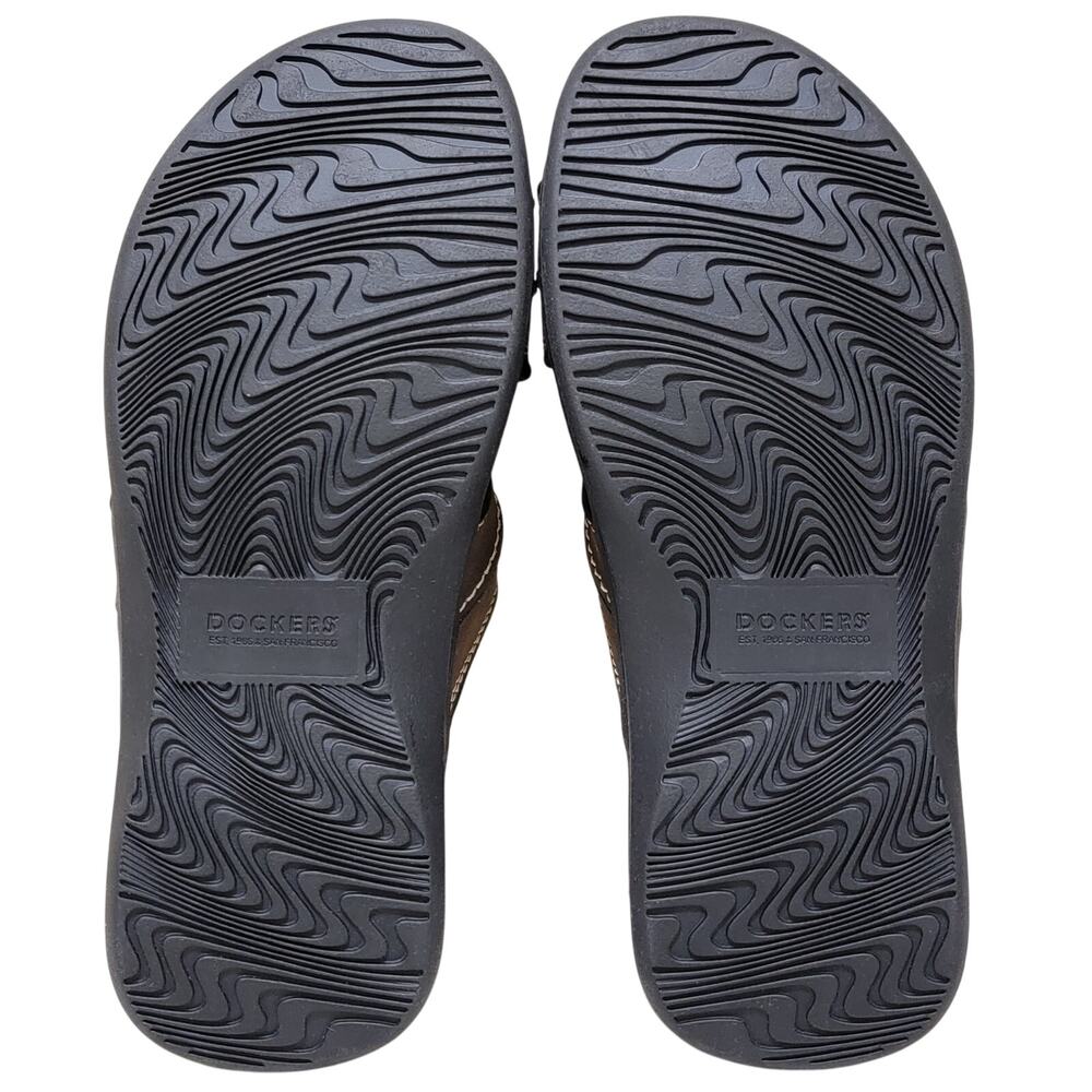 Dockers Men Sunland Casual Slide Sandals Size US 11W Dark Brown Faux Leather - Picture 4 of 5